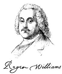 Drawing of Roger Williams with his signature